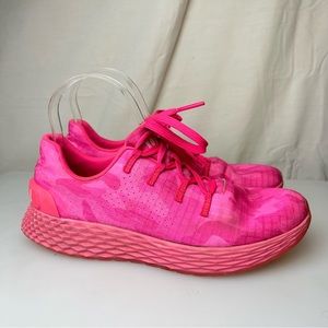 NoBull Women’s Bright Neon Pink Camo Sneakers Ripstop Runner Shoes Size 7.5